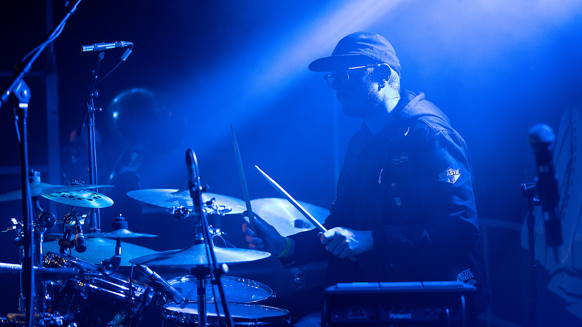 Drummer of Hunneg-Strëpp live on stage, event photography for organisers by Am Fokus Luxembourg